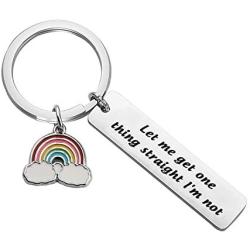 CENWA LGBTQ Gift LGBT Keychain Let Me Get One Thing Straight Im Not Rainbow Charm Jewelry Equality Gift Gay Pride Gift