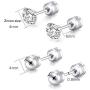 2 Pairs Stud Earrings Set,Hypoallergenic Double Round Cubic Zirconia 316L Stainless Steel Screw back Earrings for Men,Women,Boys & Girls