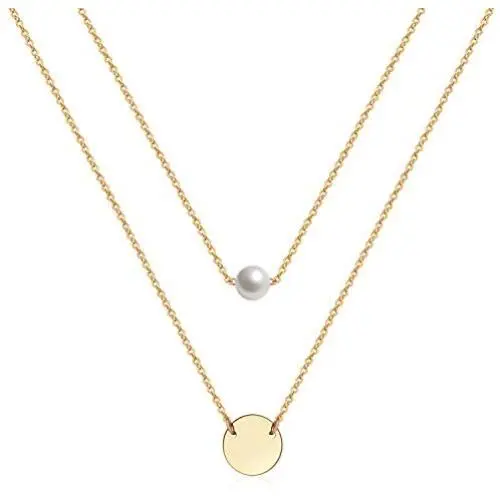 Ldurian Layered Necklace, Set of 2, Choker Chain with Coin Pendant, Layering Drop Lariat for Women, Dainty Minimalist Jewelry (14K Gold Plated) Ldurian Layered Necklace, Set of 2, Choker Chain with Coin Pendant, Layering Drop Lariat for Women, Dainty Minimalist Jewelry (14K Gold Plated)