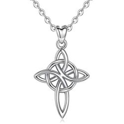 Eusense Sterling Silver Celtic Cross Necklace Trinity Knot Jewelry Irish Heart Love Necklaces Good Luck with Cubic Zirconia for Women
