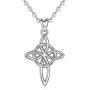 Eusense Sterling Silver Celtic Cross Necklace Trinity Knot Jewelry Irish Heart Love Necklaces Good Luck with Cubic Zirconia for Women