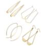 FIBO STEEL Curved Threader Dangle Earrings for Women Drop Hoop Bar Statement Earrings Set
