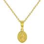 In Season Jewelry 18k Gold Plated Oval Small Miraculous Virgin Mary Medal Necklace Pendant Girls 18''