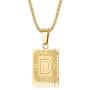 FUNRUN JEWELRY Stainless Steel Initial Pendant Necklace for Men Women Gold Plated Square Letter Pendant Necklace Alphabet 26 A-Z