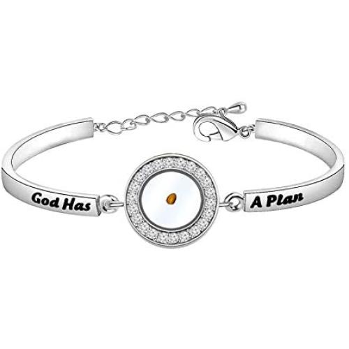 Zuo Bao Christian Gift Mustard Seed Bracelet God Has a Plan Jewelry Inspirational Religious Bible Verse Jewelry Gift for Women Girls