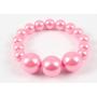 Shineland Simple Large Big Simulated Pearl Statement Necklace Bracelet and Earrings Jewelry Set (Pink)
