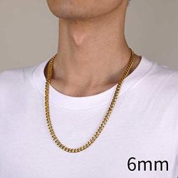 ChainsHouse Cuban Link Chain Necklace for Men Women, 3mm/5mm/6mm/9mm/12mm/15mm Width, 14/18/20/22/24/26/28/30inch Length, Gold Plated/Stainless Steel/Black-with Gift Box