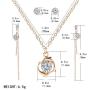 YAZILIND Clavicle Chain Cubic Zirconia Pendant Necklace Link Drop Dangle Stud Earrings Jewelry Set