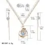 YAZILIND Clavicle Chain Cubic Zirconia Pendant Necklace Link Drop Dangle Stud Earrings Jewelry Set