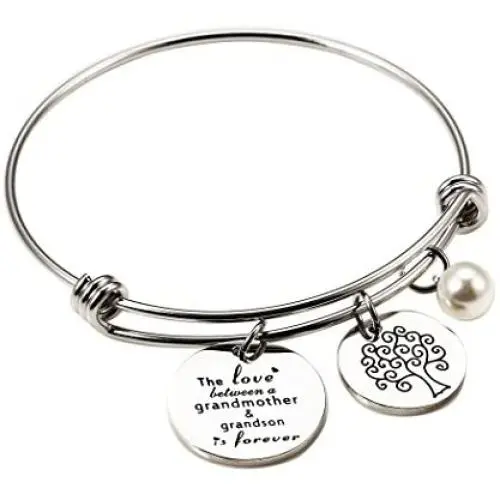 Meibai Grandmother Bracelet Stainless Steel Message Cuff Bangle Personalized Gift for Mother Nana Meibai Grandmother Bracelet Stainless Steel Message Cuff Bangle Personalized Gift for Mother Nana