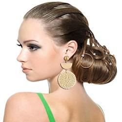 IVRRISS Handmade Rattan Earrings for Women and Girls, 1-6 Paris Set Cute Bohemian Earrings Lightweight