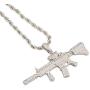 Rapper Men Women Hip Hop Golden Jewelry, Unisex Iced Out AK47 Gun Pendant Necklace for Rapper with Rope Chain