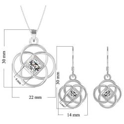 Swarovski Earrings Pendant Necklace Jewelry Set Sterling Silver Celtic Knot with 18 Inches Chain for Women