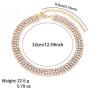 Zealmer 18K Yellow Gold Plated 1-5 Rows Rhinestone Choker Necklace & Stretch Bracelets Set Wedding Jewelry