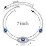 DAOSHANG 925 Sterling Silver Good Luck Blue Cubic Zirconia Evil Eye Bracelet for Women, Adjustable Chain 7 + 2''