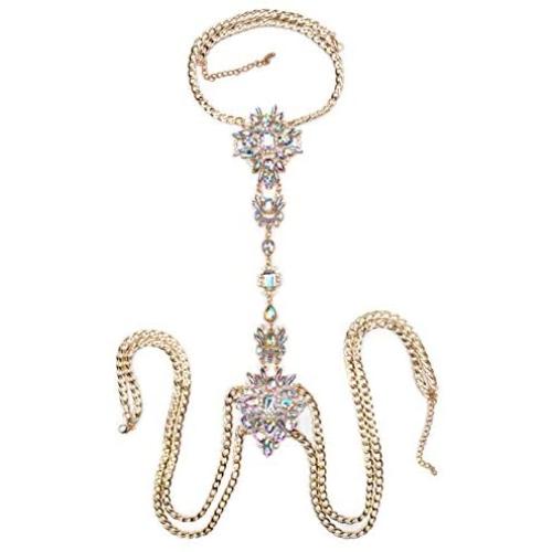 NABROJ 8 Colors 1 PC Glamorous Crystal Body Chain Costume Belt Chain Jewelry with Gift Box