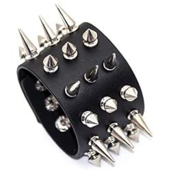 Nsitbbuery Hip Hop Spike Wristband Rivet Leather Cuff Bracelet