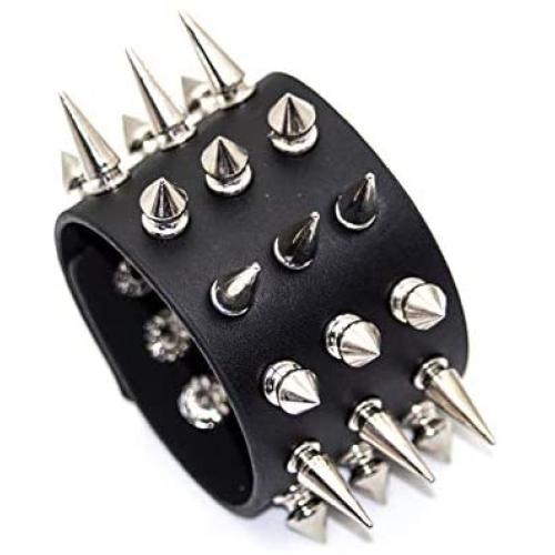 Nsitbbuery Hip Hop Spike Wristband Rivet Leather Cuff Bracelet