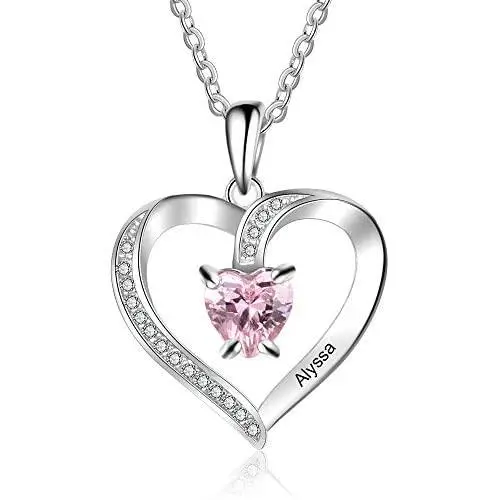 Personalized Pendant Heart Necklace for Women Custom Names Necklace with Cubic Zirconia Christmas Jewelry Gift Birthday Gift for Mom Women Wife Girls Her