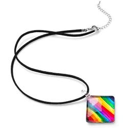 SUVANI Hand Blown Glass Multi-Colored Rainbow Striped Pendant Necklace or Dangle Earrings