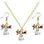 Dcfywl731 Christmas Vintage Deer Jewelry Set Snowflake Necklace Bell Necklace Christmas Necklace Earrings for Girl