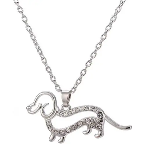 Lemegeton Lovely Dachshund Puppy Crystal Silver Plated Dog Pendant Necklace for Women/Girls Gift Jewelry Lemegeton Lovely Dachshund Puppy Crystal Silver Plated Dog Pendant Necklace for Women/Girls Gift Jewelry