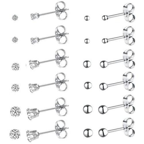 20g Tiny Cubic Zirconia Ball CZ Cartilage Stud Earrings For Women Mens Girls Stainless Steel Small Tragus Studs Hypoallergenic Huggie Piercing Jewelry Sets Gifts 2mm 3mm 4mm