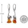 Sterling Silver and Baltic Honey Amber Dangling Earrings''Roses'' Sterling Silver and Baltic Honey Amber Dangling Earrings''Roses''