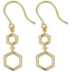 Kooljewelry 10k Yellow Gold Geometric Drop Dangle Earrings