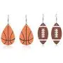Teardrop Leather Earrings Dangle Drop Football Basketball Waterdrop Hook Earrings Lightweight Ear for Women Ball Sports Lover Girls Jewelry 2Pcs Set