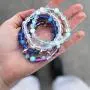 Life Token Shimmer Beads 8mm Glowing Glass Mermaid Moonstone Stretch Bracelet for Women Rainbow Violet Purple