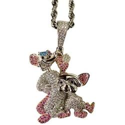 Shop-iGold Custom Pinky Men Women 925 Italy White Gold Finish Iced Silver Charm Ice Out Pendant Stainless Steel Real 3 mm Rope Chain, Mans Jewelry, Iced Pendant, Rope Necklace 16''- 24''