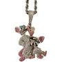Shop-iGold Custom Pinky Men Women 925 Italy White Gold Finish Iced Silver Charm Ice Out Pendant Stainless Steel Real 3 mm Rope Chain, Mans Jewelry, Iced Pendant, Rope Necklace 16''- 24''
