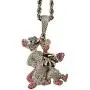 Shop-iGold Custom Pinky Men Women 925 Italy White Gold Finish Iced Silver Charm Ice Out Pendant Stainless Steel Real 3 mm Rope Chain, Mans Jewelry, Iced Pendant, Rope Necklace 16''- 24''