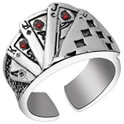 FAADBUK Steel Poker Flush Logo Ring Poker Lover Gift Poker Card Shap Ring Rock Hip Hop Punk Jewelry for Women Men
