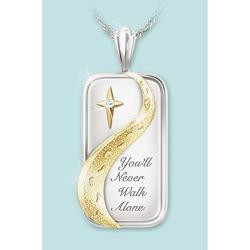 Youll Never Walk Alone Jewelry Necklace Chain Cross Dog Tag Stainless Steel Pendant Necklace Inspiring Gift