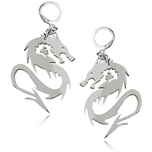 DAMLENG Charm Chic 80s 90s Chinese Dragon Hoop Earrings Cool Acrylic Dragon Totem Dangle Drop Earrings for Women Girls Unique Animal Jewelry