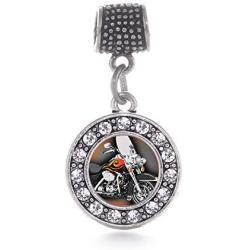 Inspired Silver - Silver Circle Charm for Bracelet with Cubic Zirconia Jewelry