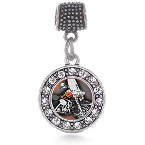Inspired Silver - Silver Circle Charm for Bracelet with Cubic Zirconia Jewelry