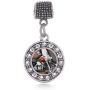 Inspired Silver - Silver Circle Charm for Bracelet with Cubic Zirconia Jewelry