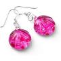 SUVANI Hand Blown & Hand Painted Glass Fuchsia Pink Seashell Necklace or Dangle Earrings