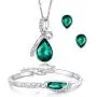 ISAACSONG.DESIGN Women’s Silver Plated Rhinestone Teardrop Necklace, Earring, Bracelet Bridal Jewelry Set for Wedding ISAACSONG.DESIGN Women’s Silver Plated Rhinestone Teardrop Necklace, Earring, Bracelet Bridal Jewelry Set for Wedding