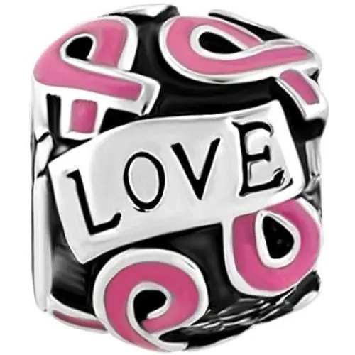 LovelyCharms Pink Ribbon Breast Cancer Hope Love Beads Fit Bracelets