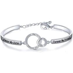 Zuo Bao Best Friend Jewelry Best Sister Gift Always My Sister Forever My Friend Bracelet Wedding Gifts for Sisters Ladies Honey