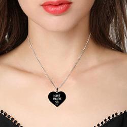 Stainless Steel I Cant Breathe Fist Heart Keychain and Pendant Necklace Set BLM Couples Jewelry for Women or Men