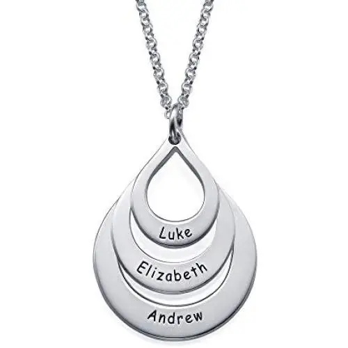 MyNameNecklace Personalized Dangle Drop Shape Engraved 3 Name Necklace – Sterling Silver 925 Custom Family Pendant Mother Day Jewelry Gift for Wife, Mom MyNameNecklace Personalized Dangle Drop Shape Engraved 3 Name Necklace – Sterling Silver 925 Custom Family Pendant Mother Day Jewelry Gift for Wife, Mom