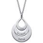 MyNameNecklace Personalized Dangle Drop Shape Engraved 3 Name Necklace – Sterling Silver 925 Custom Family Pendant Mother Day Jewelry Gift for Wife, Mom