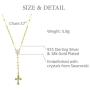 18K Yellow Gold Plated Sterling Silver Rosary Cross Necklace studded with Swarovski crystals