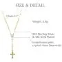 18K Yellow Gold Plated Sterling Silver Rosary Cross Necklace studded with Swarovski crystals 18K Yellow Gold Plated Sterling Silver Rosary Cross Necklace studded with Swarovski crystals