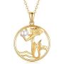 SISGEM Solid 14K Gold Mermaid Pendant Necklace Fairytale Mermaid Pearl Necklace for Women Girls Dainty Jewelry Gifts for Her, 16-18